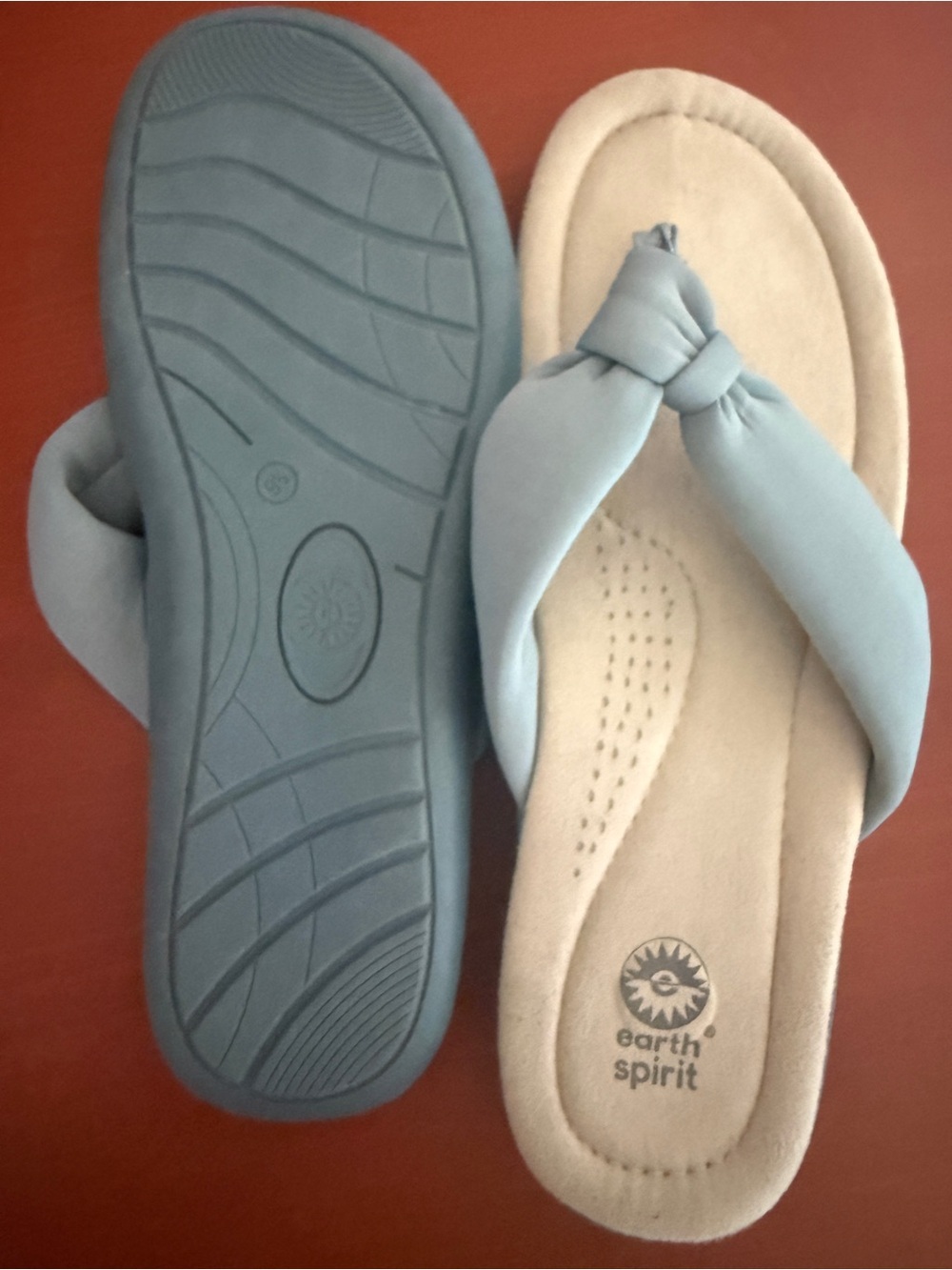 Earth Spirit Blue Knotted Thong Comfort Sandals Size 9.5 Cushion Flip Flops - Picture 3 of 5